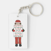 Cartoon kind met kerstgroeten Teken Sleutelhanger (achterkant)