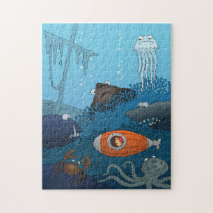 Cartoon Kind onderzeeboot Legpuzzel