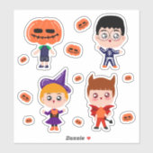 Cartoon-kinderen en pompoenstickers NATTTSPACE Sticker (Vel)