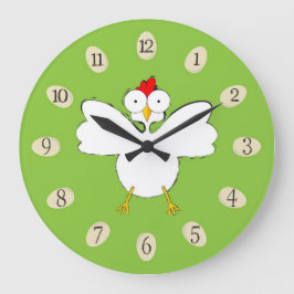 Cartoon kip illustratie grote klok