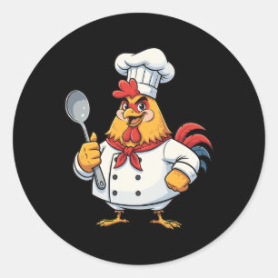 Cartoon Kip Kook Haan Kok Kok Keuken Ronde Sticker