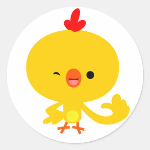 Cartoon kippensticker ronde sticker