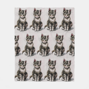 Cartoon kitten gestript kat stemmen grijs fleece deken