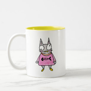 Cartoon Kitten Tweekleurige Koffiemok