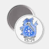 Cartoon Kiwi Blue Bird Snowflake Magnet Magneet (Voorkant / Achterkant)
