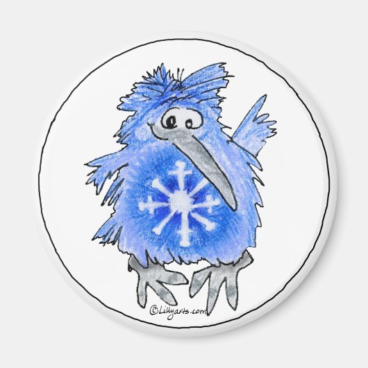 Cartoon Kiwi Blue Bird Snowflake Magnet Magneet (Voorkant)