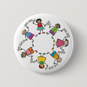 Cartoon klaagt over Kinder vrienden over de hele w Ronde Button 5,7 Cm