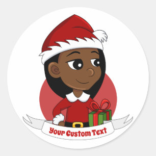 Cartoon klassieke ronde sticker voor kerstmeisjes