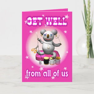 Cartoon Koala Get Well Seamtress Kaart
