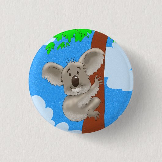 Cartoon Koala Ronde Button 3,2 Cm (Voorkant)