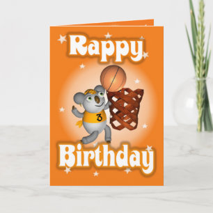 Cartoon Koala Spelen Basketball Happy Birthday Kaart