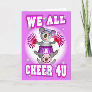 Cartoon Koala We Cheer 4U Get Well Kaart blank