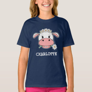 Cartoon Koe   Douanenaam Boerderij Dierlijk T-shir T-shirt