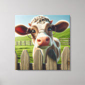Cartoon Koe met brillen Canvas Afdruk (Voorkant)
