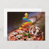 Cartoon Koe op een pizza Briefkaart (Voorkant / Achterkant)