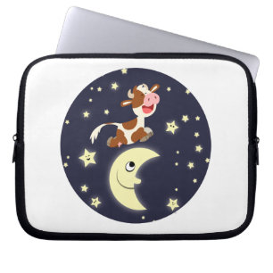 Cartoon Koe over de motorlaptop Laptop Sleeve