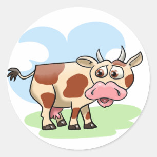 Cartoon Koe Ronde Sticker