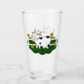 Cartoon Koe Scene 16 oz Drankglas Glas (Voorkant)