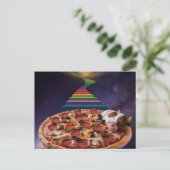 Cartoon Koe Slapen op een pizza Briefkaart (Staand voorkant)