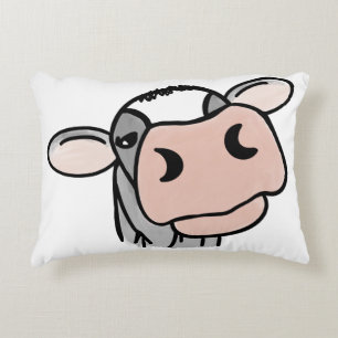 cartoon koe zwart wit roze kus grijs boerderij die accent kussen