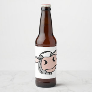 cartoon koe zwart wit roze kus grijs boerderij die bier etiket