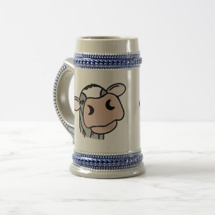cartoon koe zwart wit roze kus grijs boerderij die bierpul