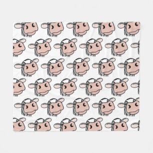 cartoon koe zwart wit roze kus grijs boerderij die fleece deken