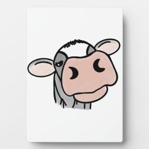 cartoon koe zwart wit roze kus grijs boerderij die fotoplaat