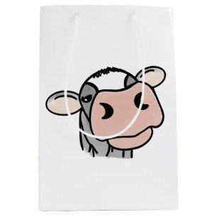cartoon koe zwart wit roze kus grijs boerderij die medium cadeauzakje