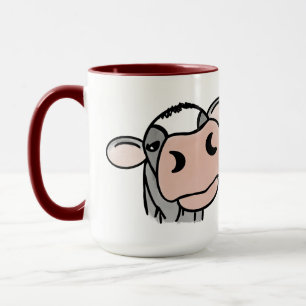 cartoon koe zwart wit roze kus grijs boerderij die mok