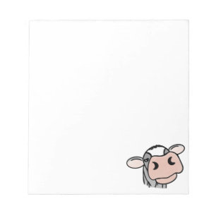 cartoon koe zwart wit roze kus grijs boerderij die notitieblok