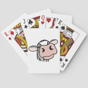 cartoon koe zwart wit roze kus grijs boerderij die pokerkaarten