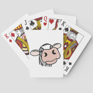 cartoon koe zwart wit roze kus grijs boerderij die pokerkaarten