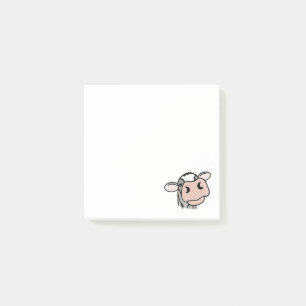 cartoon koe zwart wit roze kus grijs boerderij die post-it® notes