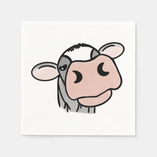 cartoon koe zwart wit roze kus grijs boerderij die servet