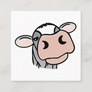 cartoon koe zwart wit roze kus grijs boerderij die vierkante visitekaartje