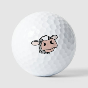cartoon koe zwart wit roze zoen grijs boerderij golfballen