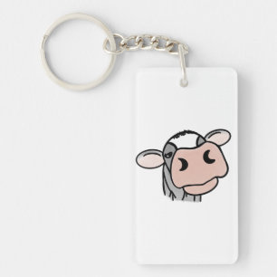 cartoon koe zwart wit roze zoen grijs boerderij sleutelhanger