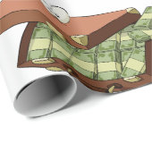 Cartoon koffer vol met geldbundels cadeaupapier (Rol Hoek)