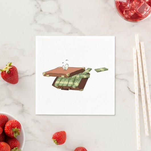 Cartoon koffer vol met geldbundels servet (Insitu)