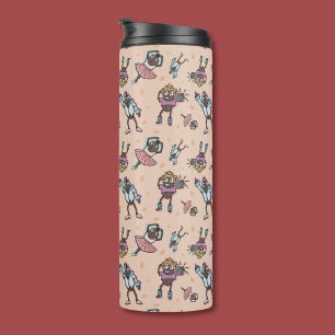 Cartoon koffieboon dansfeest thermosbeker