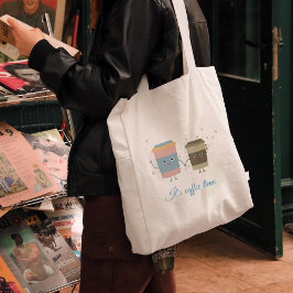 Cartoon koffiekopjes Canvas tas