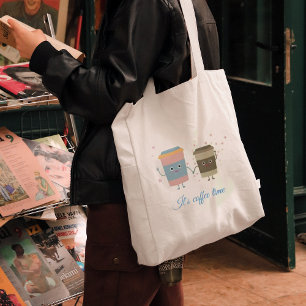 Cartoon koffiekopjes Canvas tas