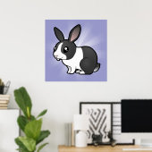 Cartoon konijn (opgezuiverd haar) poster (Thuiskantoor)