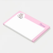 Cartoon konijnencomputer roze post-it® notes (Schuin)