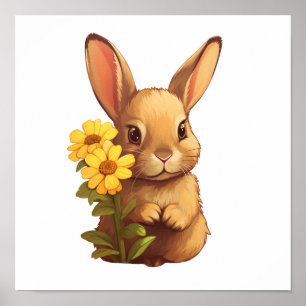 Cartoon konijnenillustratie poster