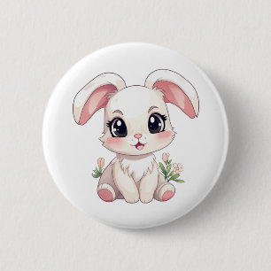 Cartoon konijnenillustratie ronde button 5,7 cm
