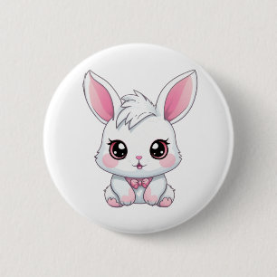 Cartoon konijnenillustratie ronde button 5,7 cm