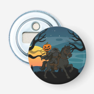 Cartoon Kop-loze Ruiter Halloween/Herfst Button Flesopener