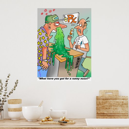 Cartoon Koud en griesseizoen afdrukken Poster (Keuken)